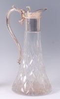 Lot 1076 - A modern cut glass and silver topped claret...