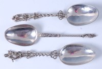 Lot 1080 - A Dutch silver birth spoon, with ovoid bowl,...