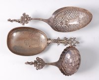 Lot 1081 - A 19th century Dutch silver funerary spoon,...