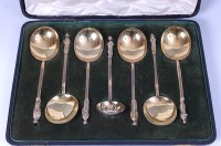 Lot 1084 - A cased set of six Victorian silver gilt...