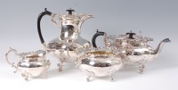 Lot 1096 - A George V silver four piece tea and coffee...