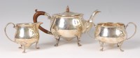 Lot 1119 - A George V silver bachelors three piece tea...