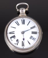 Lot 1180 - A George IV silver pair cased pocket watch,...