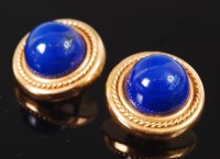 Lot 1210 - A pair of modern 18ct gold and lapis lazuli...