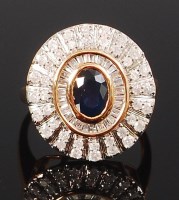 Lot 1214 - A continental yellow metal, sapphire and...