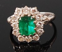 Lot 1273 - An 18ct white gold, emerald and diamond...