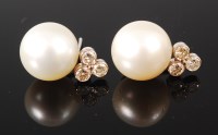 Lot 1188 - A pair of white gold, cultured pearl and...