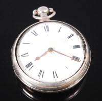 Lot 1264 - A George III silver pair cased pocket watch,...