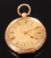 Lot 1265 - A circa 1900 continental 14ct gold cased fob...