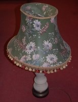 Lot 7 - A modern cream painted table lamp, with floral...