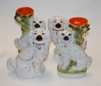 Lot 23 - A pair of Victorian Staffordshire spill vases,...