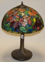 Lot 25 - A Tiffany style leaded glazed table lamp;...