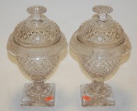 Lot 44 - A pair of 19th century hobnail cut glass...