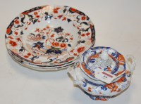 Lot 64 - Three Victorian ironstone bowls, decorated in...