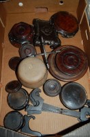 Lot 87 - A box of assorted Chinese "rosewood" and...