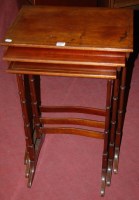 Lot 1264 - A mahogany and chequer strung nest of three...