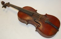 Lot 113 - An early 20th century Continental violin with...