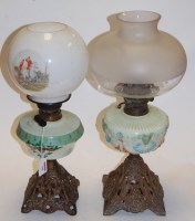Lot 185 - A Victorian oil lamp having opalescent glass...