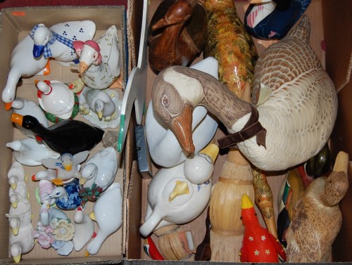 Lot 96 - Two boxes of assorted bird ornaments and...