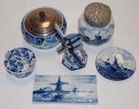 Lot 256 - A small collection of assorted Delft blue and...