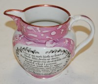 Lot 259 - A 19th century Sunderland lustre jug, transfer...