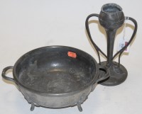 Lot 134 - An Art Nouveau pewter twin handled vase of...