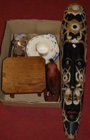 Lot 213 - A box of miscellaneous items to include; oak...
