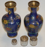Lot 279 - A pair of Japanese cloisonné enamel vases;...