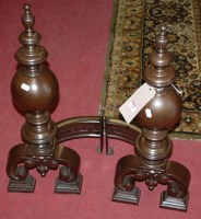 Lot 1248 - A pair of Baroque burnished cast iron andirons,...