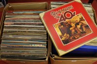 Lot 687 - Two boxes of assorted LPs to include; Queen...