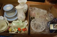 Lot 697 - Two boxes of miscellaneous china and glass...