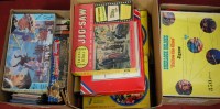 Lot 675 - Three boxes of assorted childrens puzzles,...