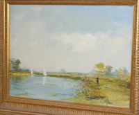 Lot 1012 - Robert D Aldridge - Broadland scene,...