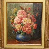 Lot 1019 - GA Elcock - still life with flowers in a stone...