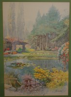 Lot 1020 - Continental school - summer garden watercolour,...