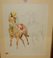 Lot 1068 - Jacqui Jones - racehorses with jockeys up,...