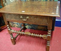 Lot 1110 - A circa 1900 joined oak single drawer side...