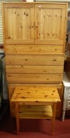 Lot 1159 - A pair of modern pine low double door side...