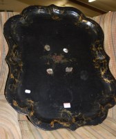 Lot 1339 - A Victorian papier-mâché tray, of shaped form,...