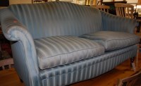 Lot 1342 - A contemporary blue striped upholstered two...