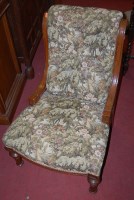 Lot 1375 - A Victorian oak and floral button back...