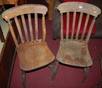 Lot 1378 - Four early 20th century elm and beech slat...