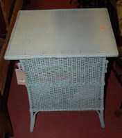 Lot 1392 - A Lloyd Loom style painted wicker hinge top...