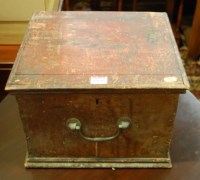Lot 1404 - A stained pine hinge top table box