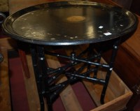 Lot 1419 - A Victorian papier mache oval topped folding...