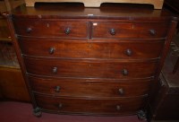 Lot 1439 - A mid 19th century mahogany bowfront chest of...