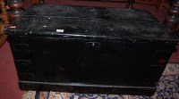 Lot 1307 - A Victorian black painted pine hinge-top tool...