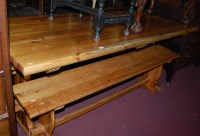 Lot 1398 - A modern pine trestle end kitchen table,...