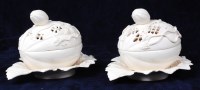 Lot 1076 - A pair of George III creamware pottery tureens...