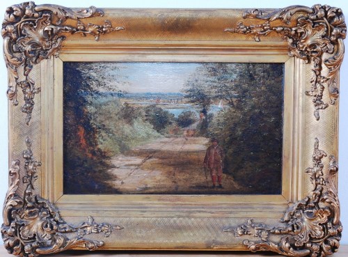 Lot 1438 - 19th century English school - Figure on a...